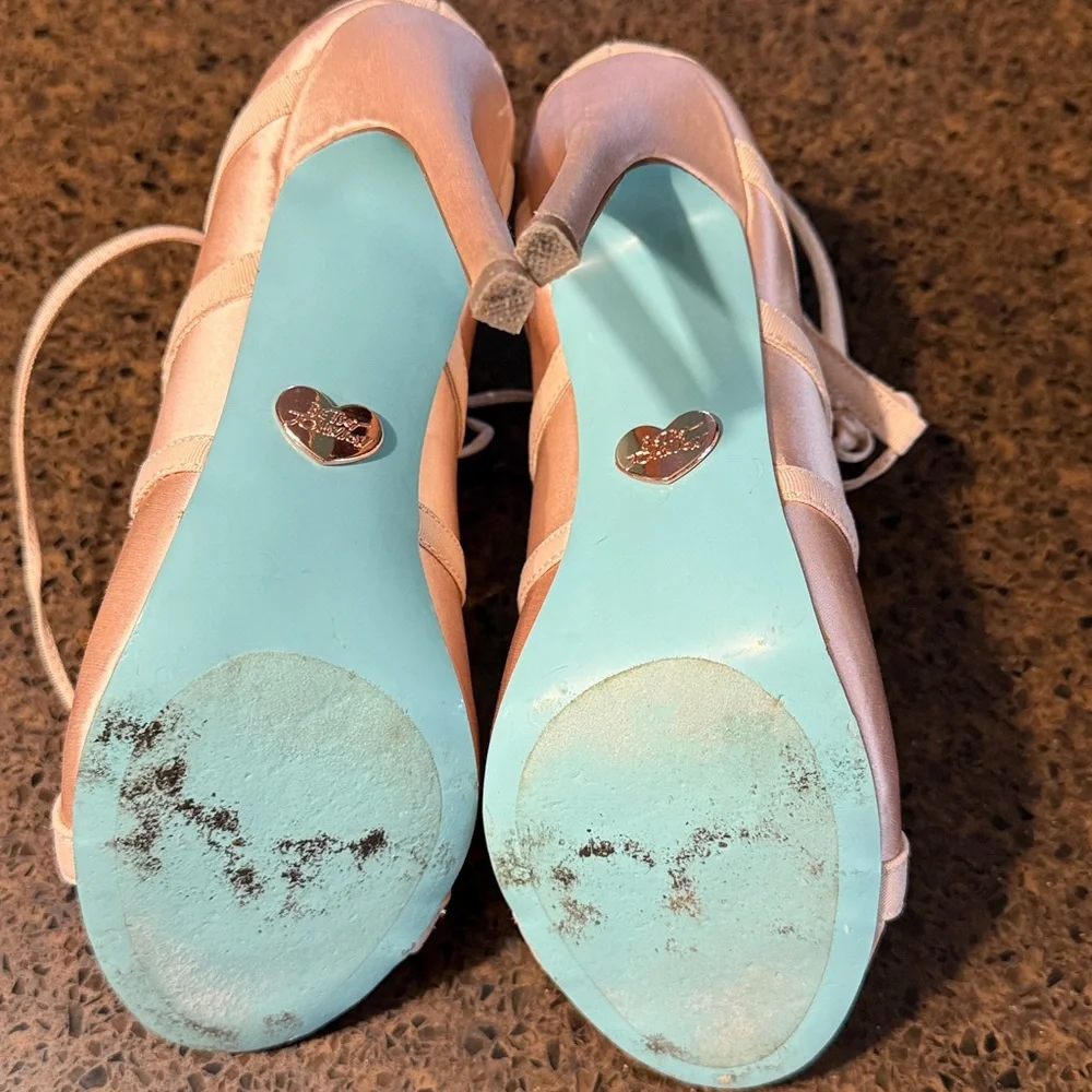 Blue by Betsey Johnson Mila caged champagne satin heels - Picture 6 of 10